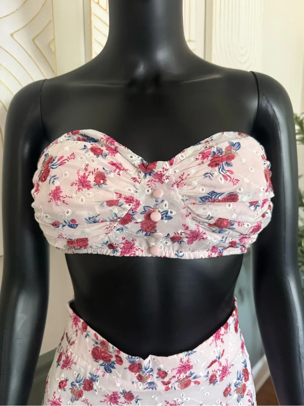 Floral Two-Piece Maxi Skirt Set | Strapless | Cottagecore Boho Romance - Picture 5 of 11